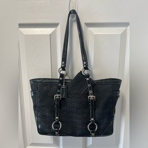 Black coach tote bag purse with coin wallet